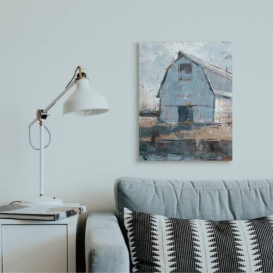 Stupell Industries Abstract Distressed White Barn Farm Architecture Canvas Wall Art